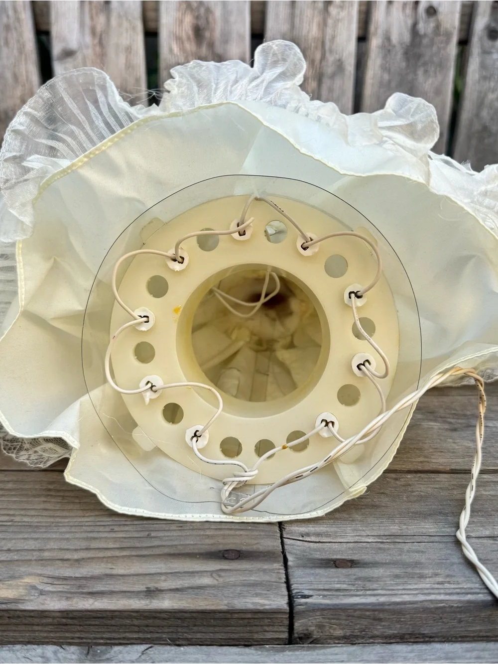 Rare Vintage House of Lloyd Lighted Angel Tree Topper Cream Lace & Pearls